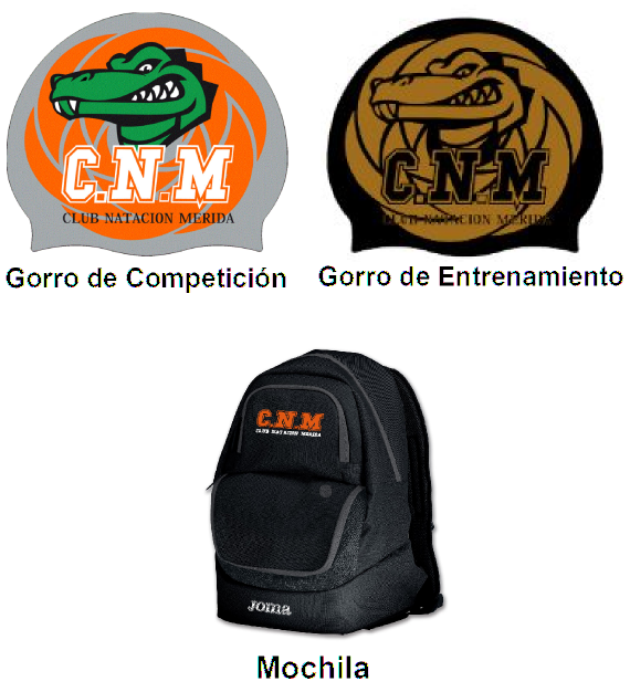Gorros y mochila  Club Natación Mérida