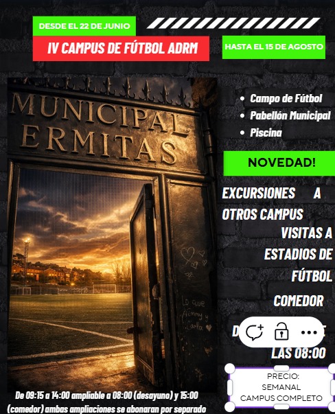 Campus deportivo de fútbol ADRM. Verano 2026