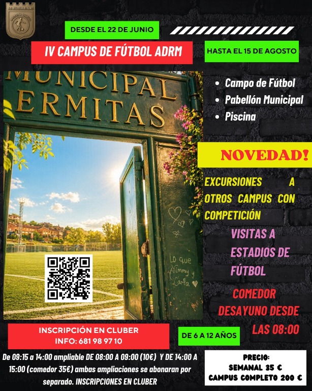 Campus deportivo de fútbol ADRM. Verano 2026